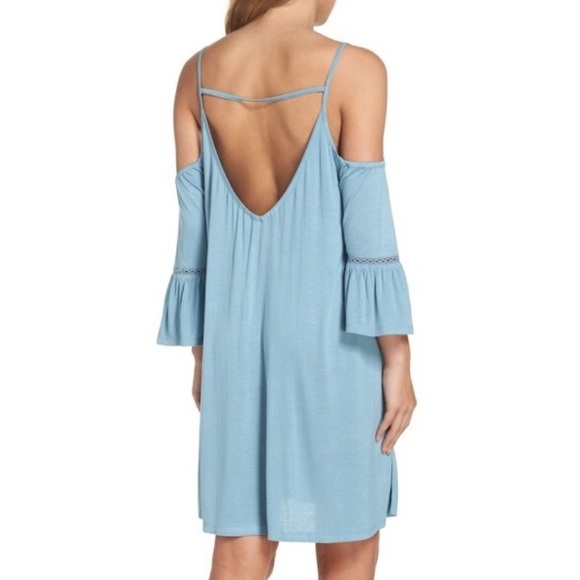 Leith Dresses & Skirts - Leith Blue Cold Shoulder Sexy Low Back Size M